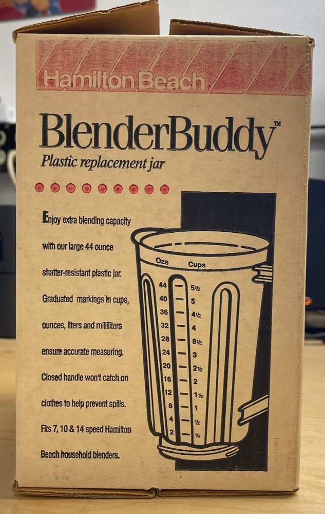 Hamilton Beach BlenderBuddy Plastic Replacement Jar 44oz 5.5 Cup Blender 55110