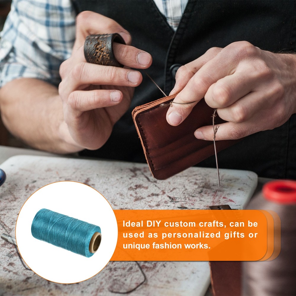 284 Yard 0.8mm 150D Flat Waxed Thread Polyester, Sky Blue