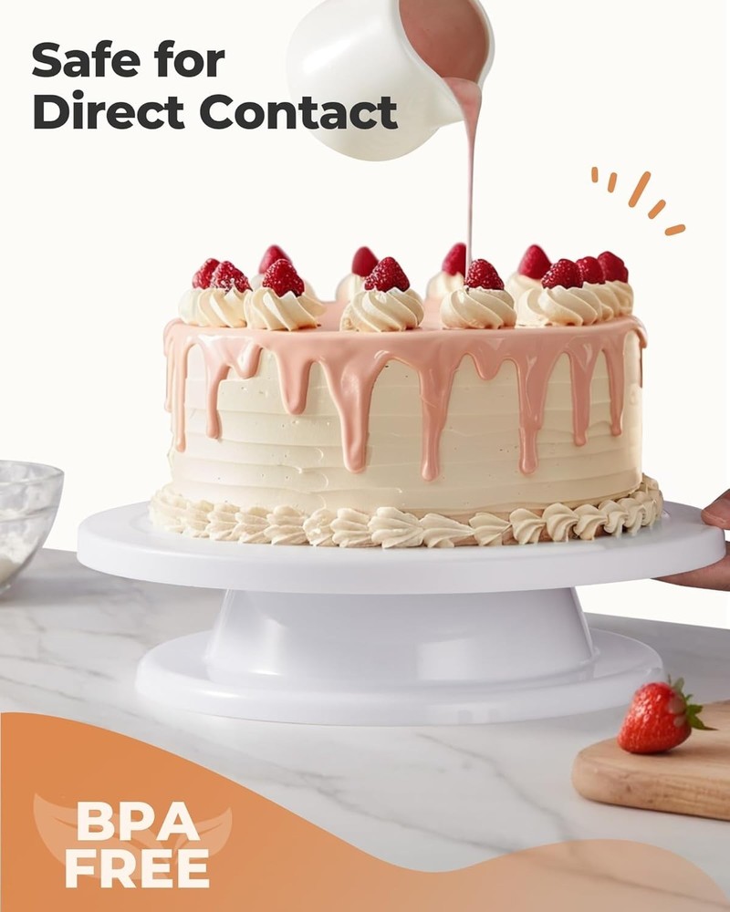 Lightweight 11-Inch Cake Turntable - Smooth Rotating Display Stand for Cakes