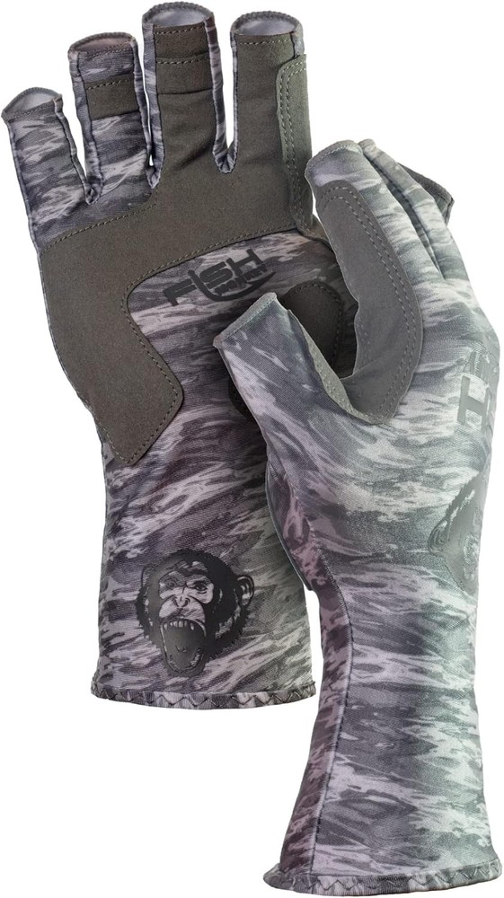 Fish Monkey Gloves Half Finger Guide Glove, Grey Water, MD