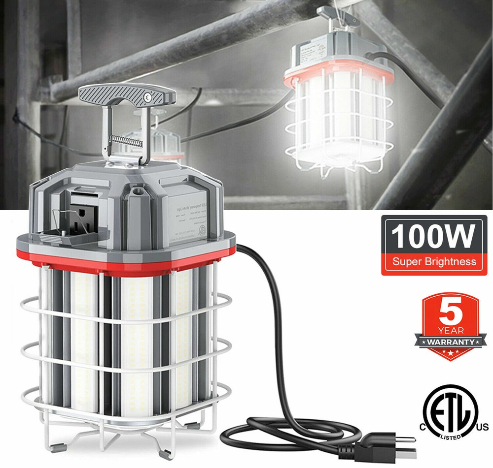 100W LED Temporary Work Light Linkable Construction Job Site Basement Lighting
