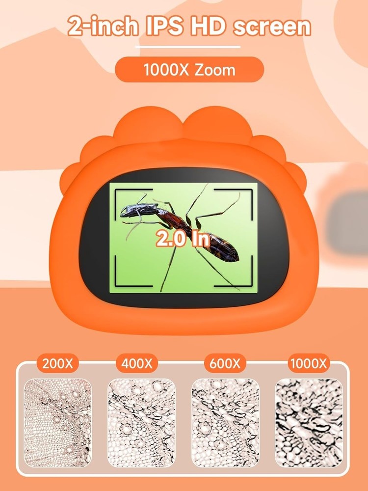 Kids 1000X Mini Microscope with 2" HD Screen - Spark Curiosity & Discovery