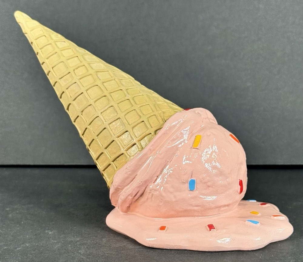 Faux Melting Ice Cream Cone Figurine