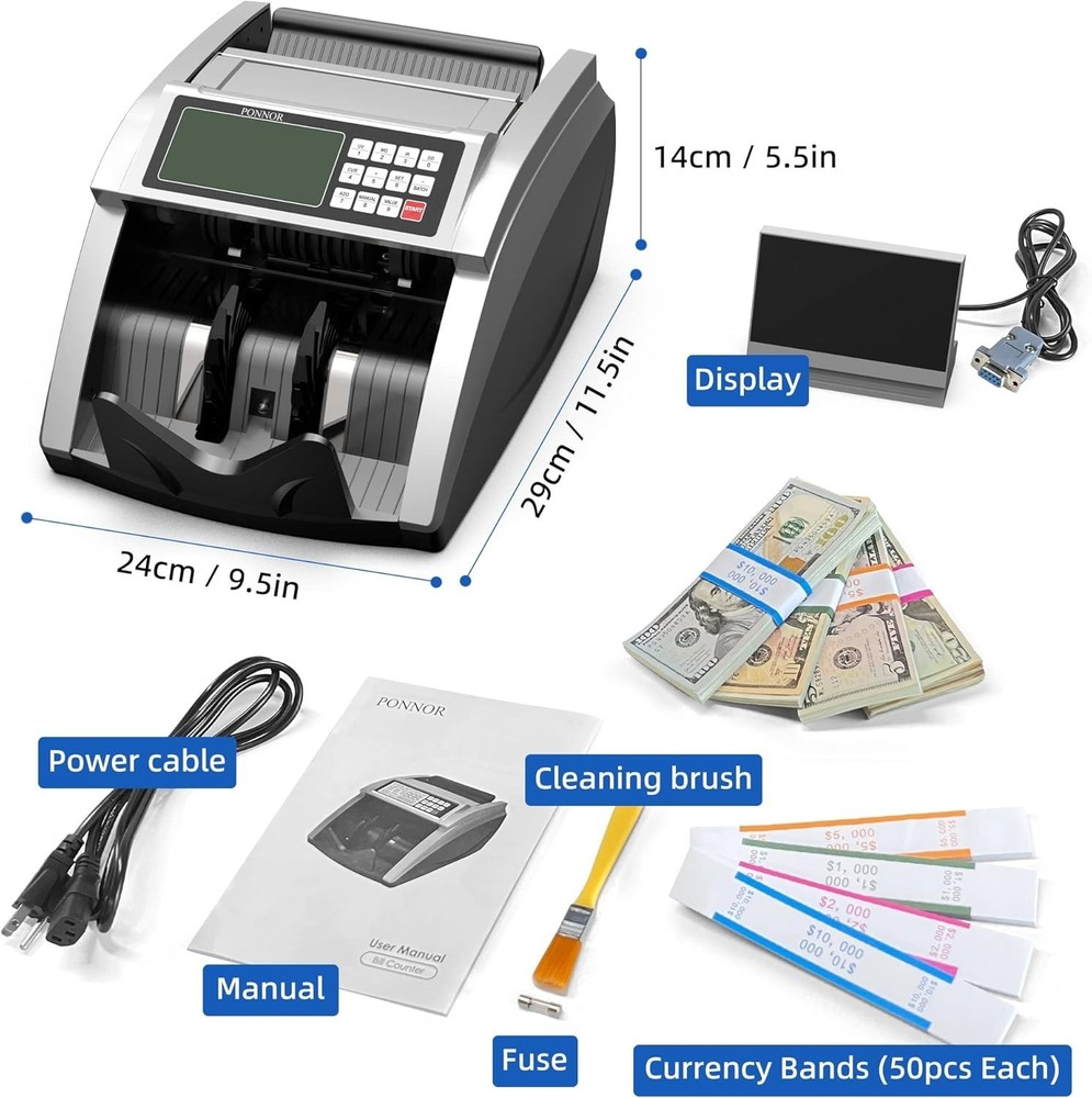 USD/EUR Bill Counter Machine with 4 Detection Methods