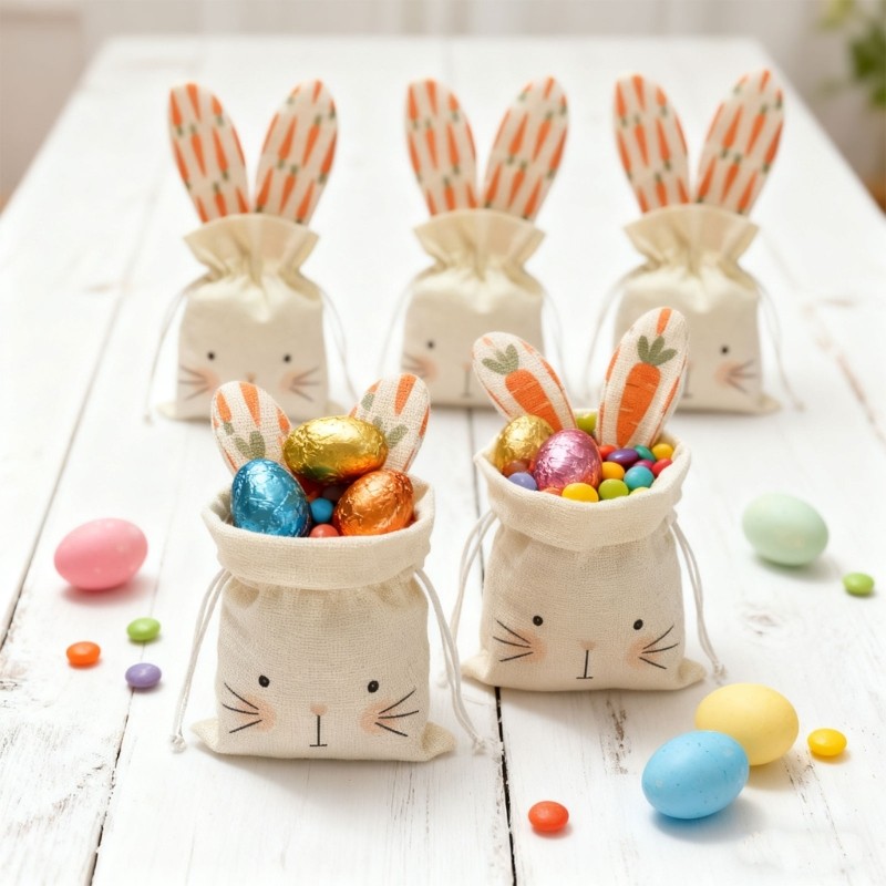 Pack of 6 Easters Rabbits Pouches Suitable Toy Decoration Needs