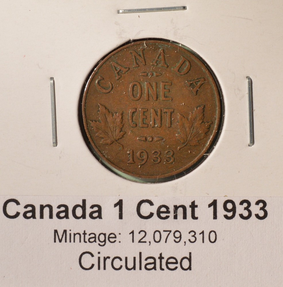 1933 Canada Small Cent - George V era