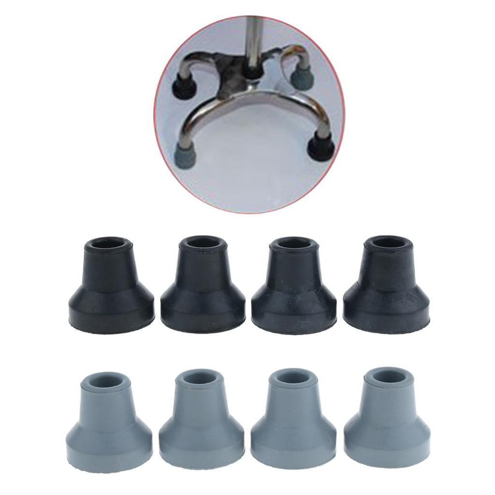 Rubber Leg Tips - Replacement Cane Tips, Pack of 4, Gray