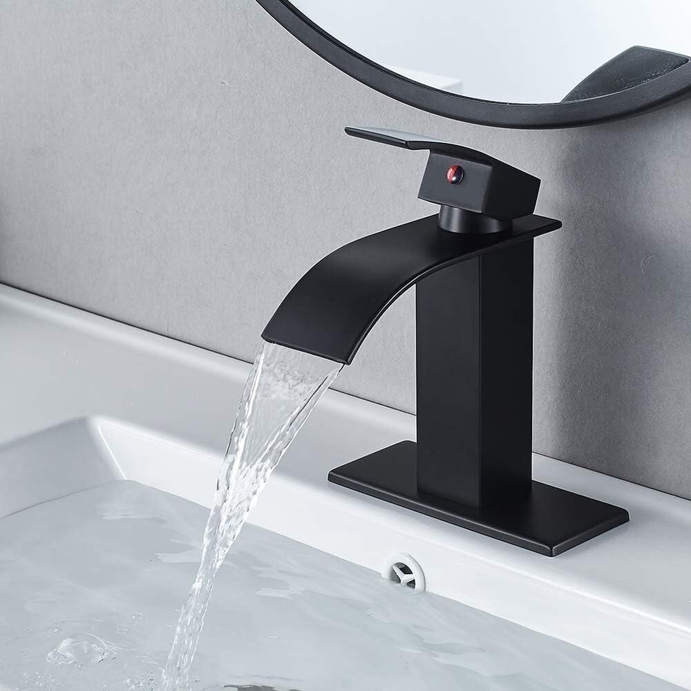 Black Matte Bathroom Sink Faucet Vanity Waterfall Single Handle Mixer Basin Taps