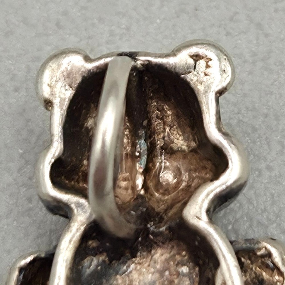 Sterling Silver Teddy Bear Charm Pendant With Loop Tiny Marked STER 925