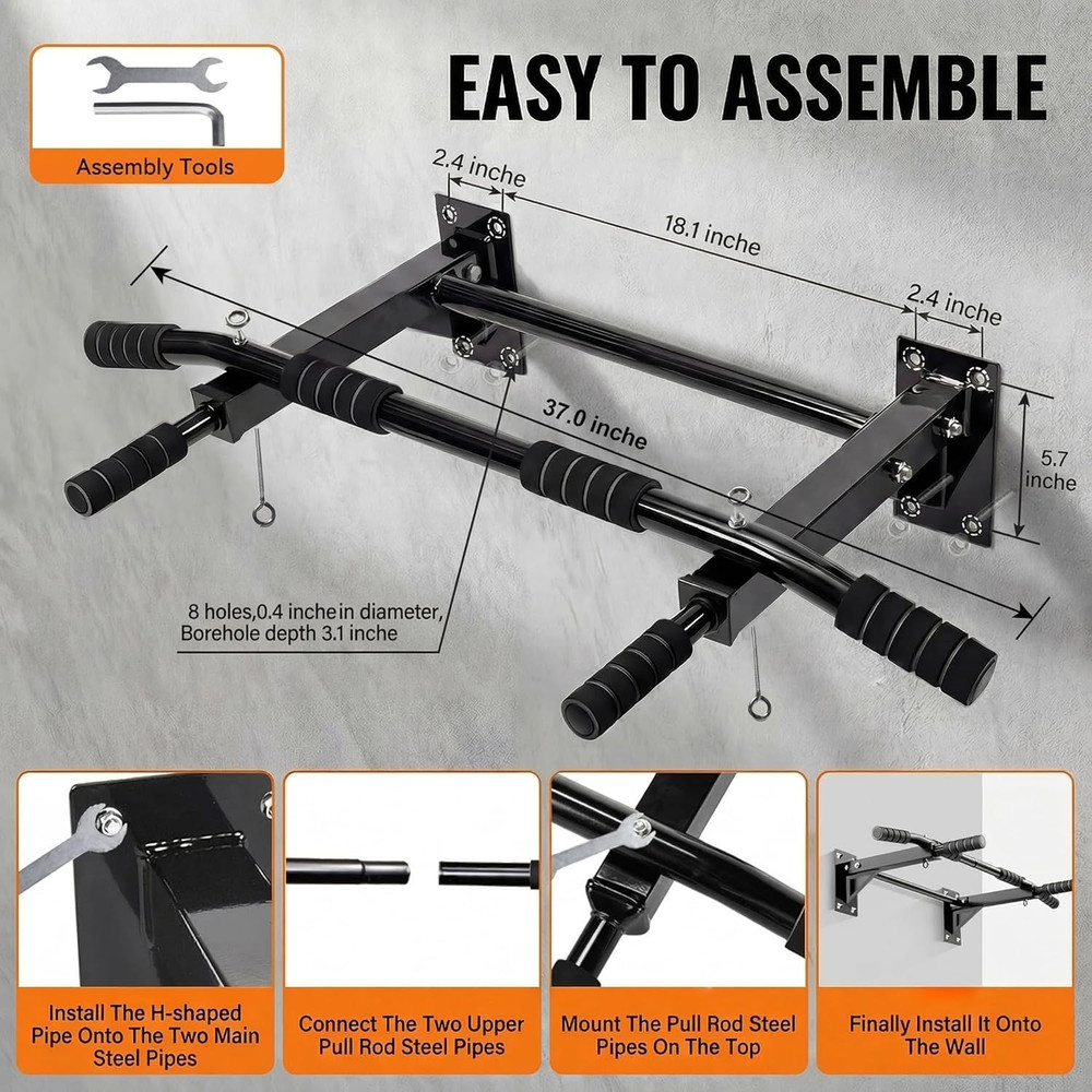 Pull up Bar Wall Mounted - Multifunctional Wall Mounted Pull up Bar for Home Gym