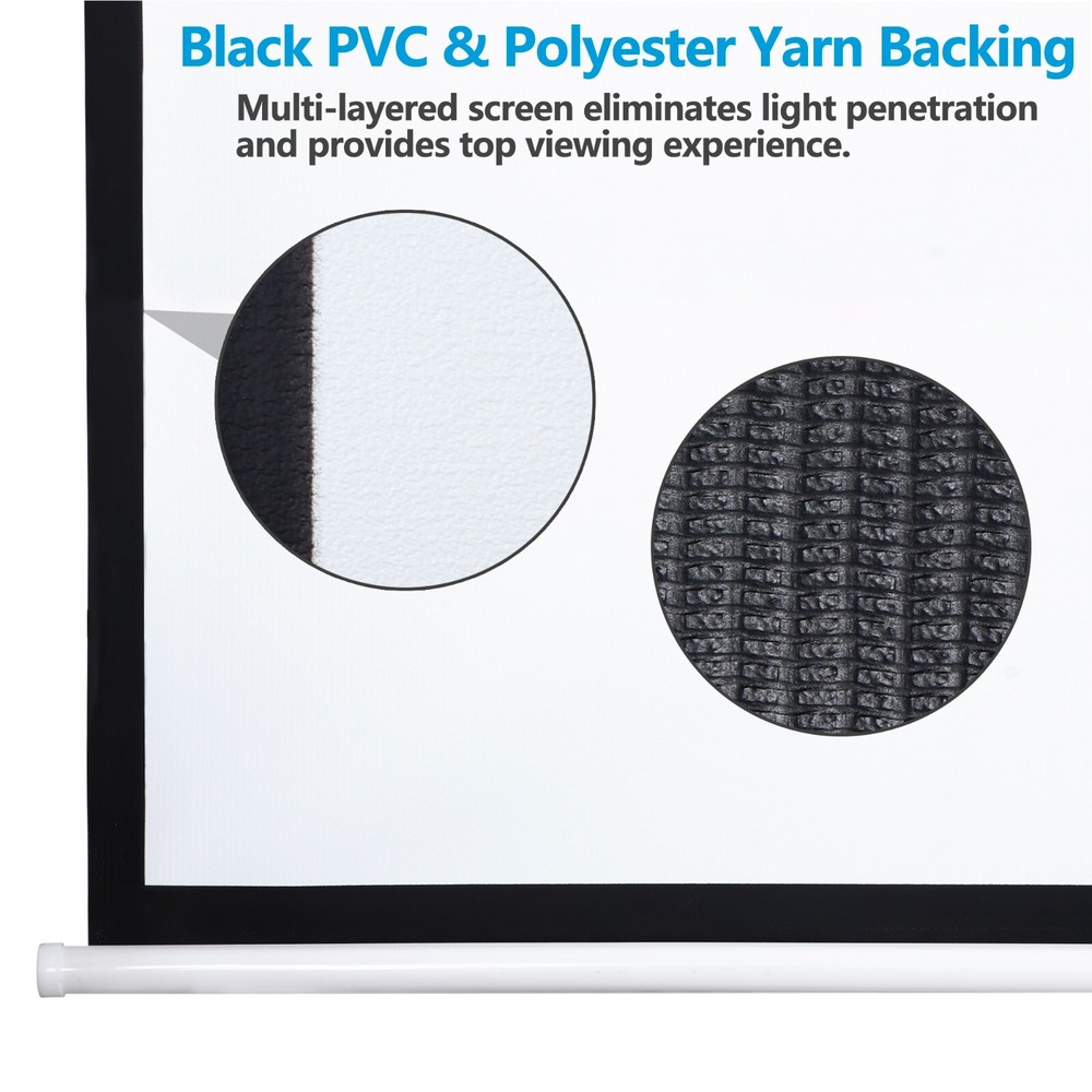 Projector Screen 100'' 16:9 HD Manual Pull Down Projection Screen for Home Use