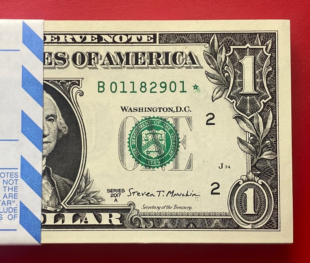 NEW 2017A STAR NOTE $1 DOLLAR BILL ( NEW YORK B ) UNCIRCULATED