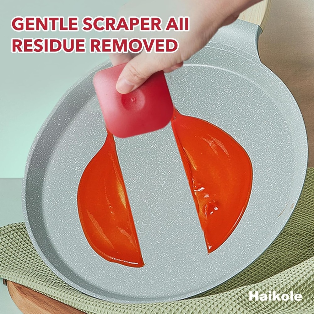 Pan Scraper 5PCS Plastic Set,Food Tool for 3*2.3 inches, Red