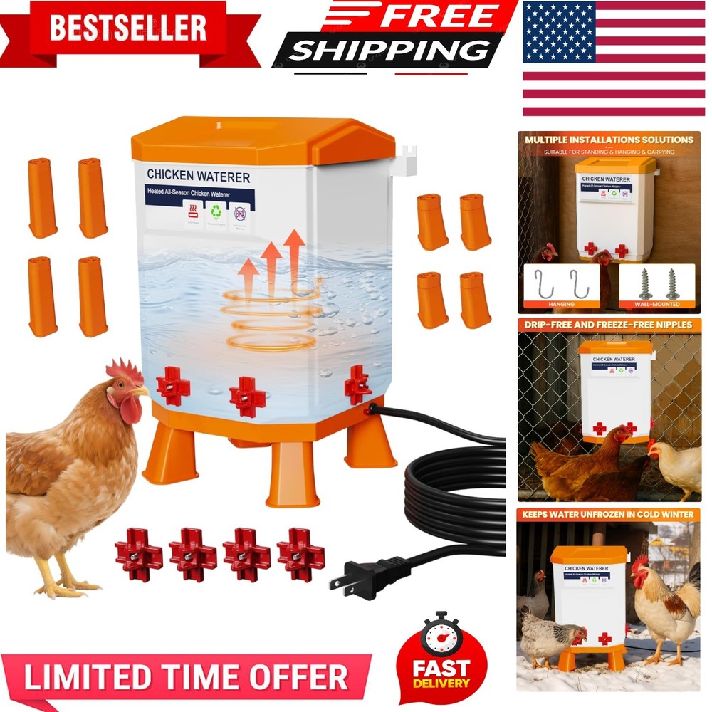 Automatic Chicken Waterer Large Poultry System with Free Shipping