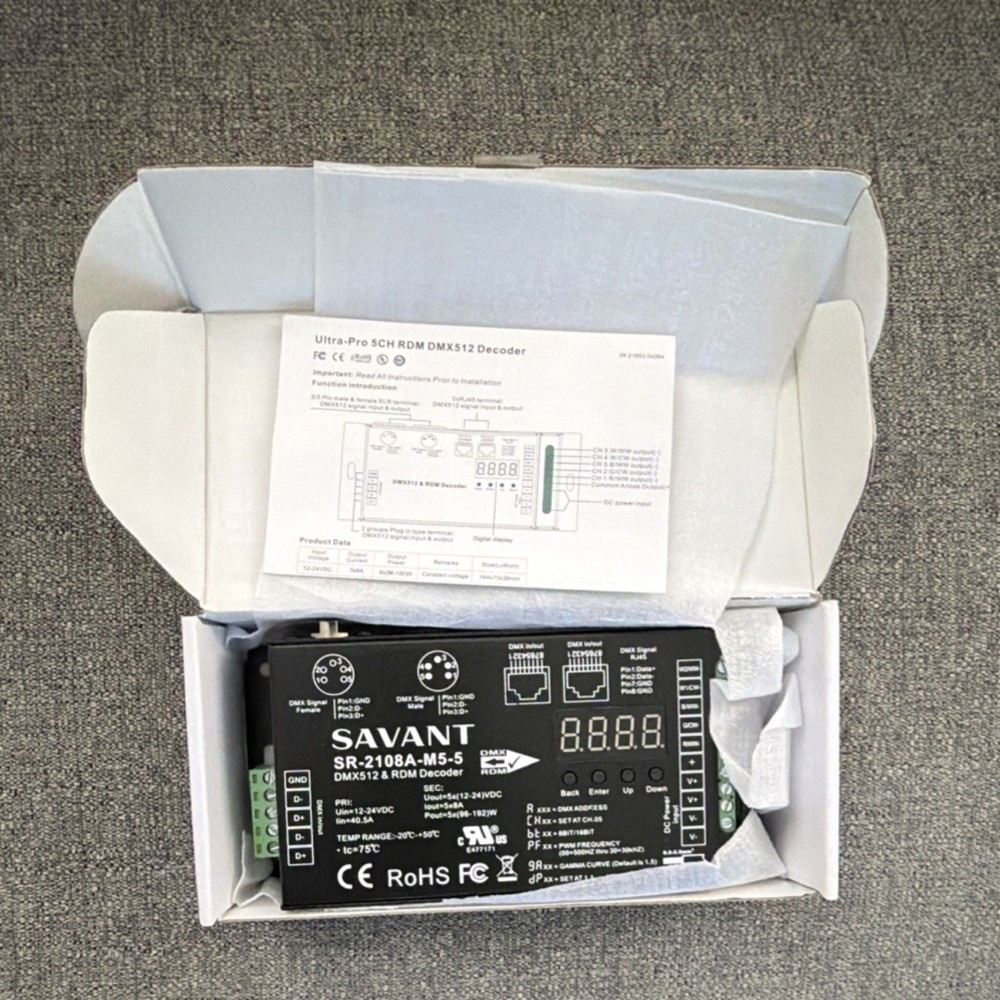 Savant DMX Decoder SR-2108A-M5-5 5 Channel RDM MPN SR-2108A-M5-5 Model