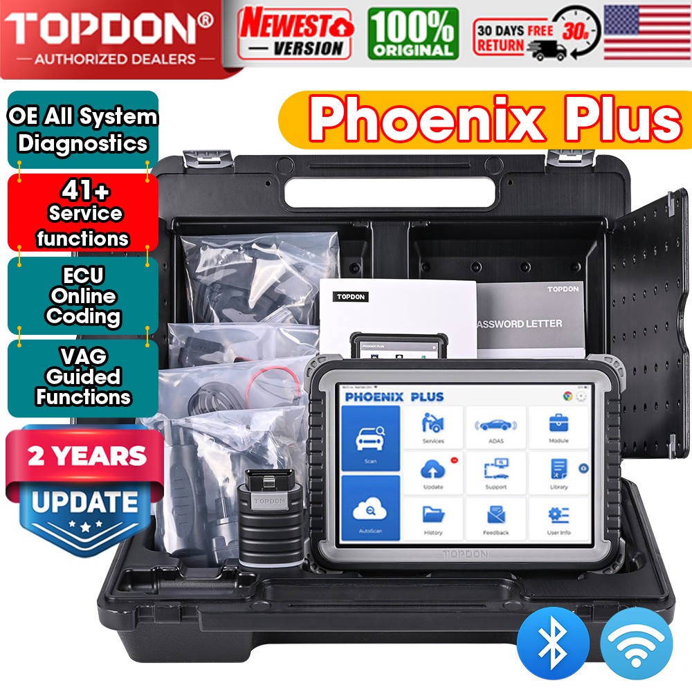 TOPDON Phoenix Plus Bidirectional OBD2 Scanner Diagnostic Tool ECU Coding