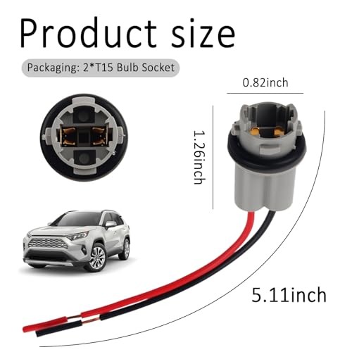 2PCS T15 Bulb Socket Wiring Harness Adapter,Reverse Light Socket Pigtail