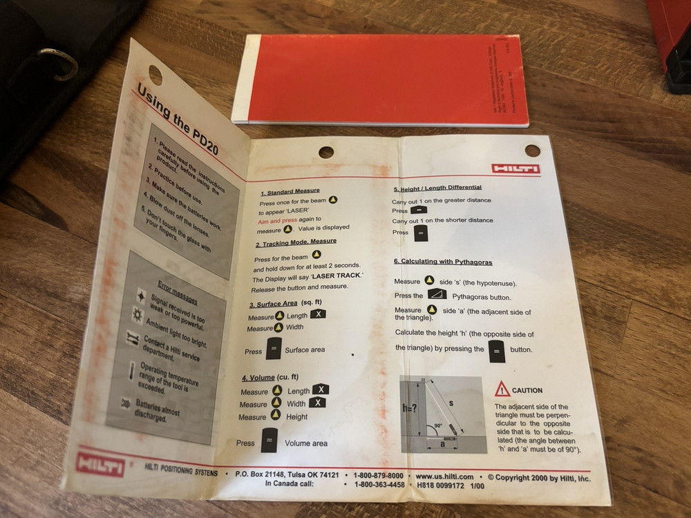 Hilti PD20 Laser Range Meter Measuring System