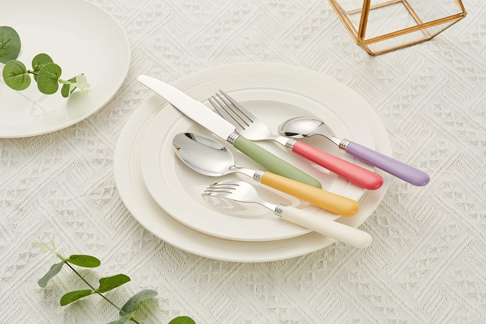 20 PCS Mix Solid Silverware Set Stainless Steel Cutlery Color Handle Flatware