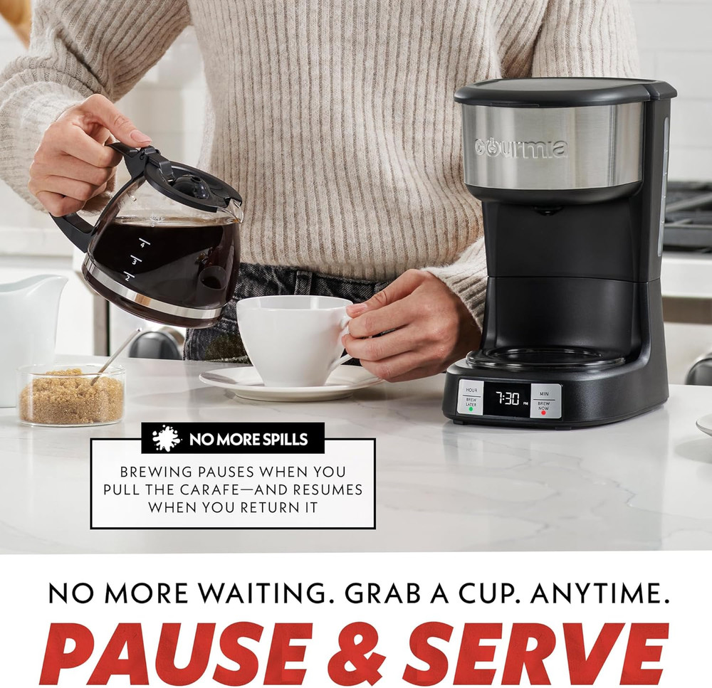 Drip Coffee Maker – 5 Cup One-Touch Brew Pause & Serve Adjustable 4 Hr Keep Warm