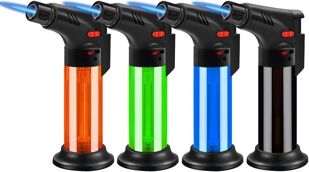 4 Pack  Butane Torch Lighter Set,Candle Lighter Refillable, Jet Flame,Windproof,