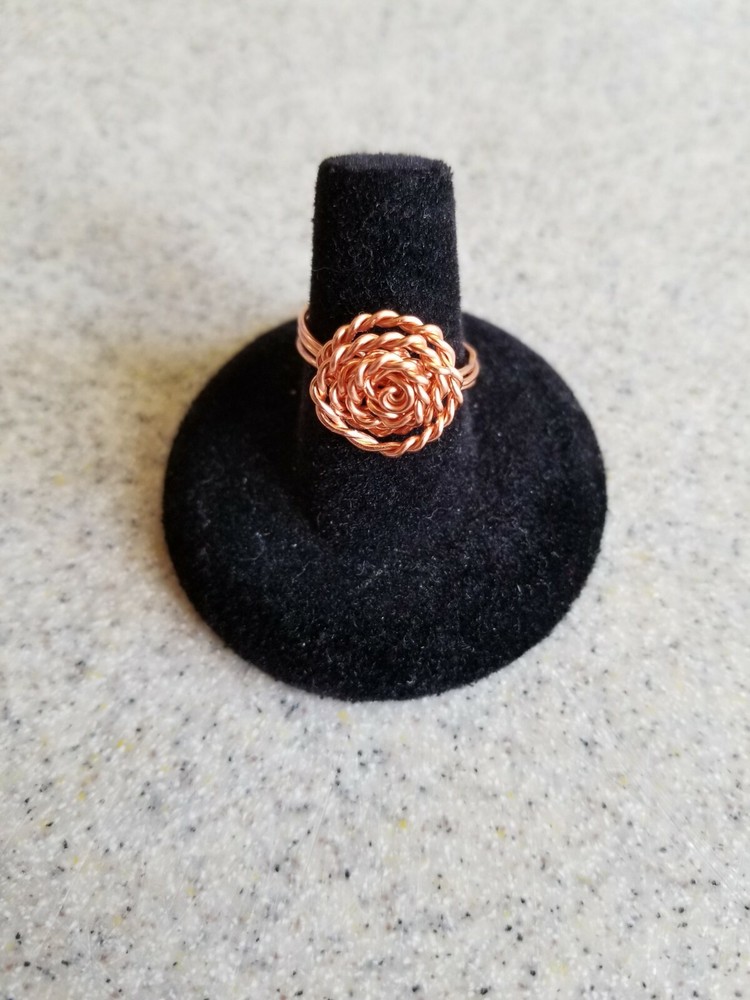 COPPER WIRE ROPE ROSE RING