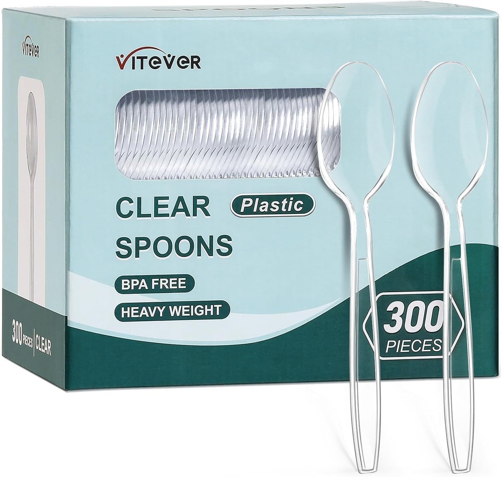 [] Clear Heavy Duty Plastic Spoons, Disposable Sierware Spoons Bulk,