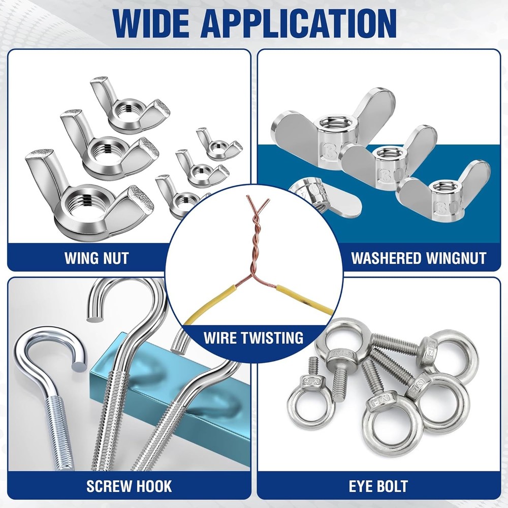 WORKPRO 3PC Power Wing Nut Driver Bit 9-15mm Nut Driver Bit Socket 1/4 Hex Shank