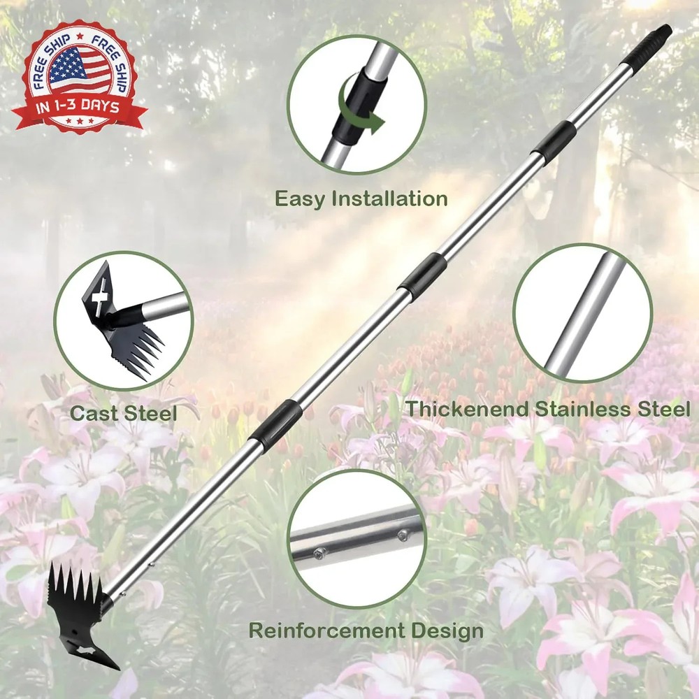 NICOFPHY Weed Puller Tool with Long Handle - 60" Manual Weeder Remover Tool, 2 i
