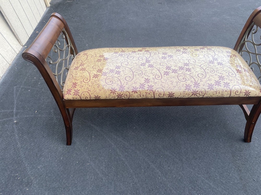 64841 Decorator Window Bench Stool with scrolled iron Sides