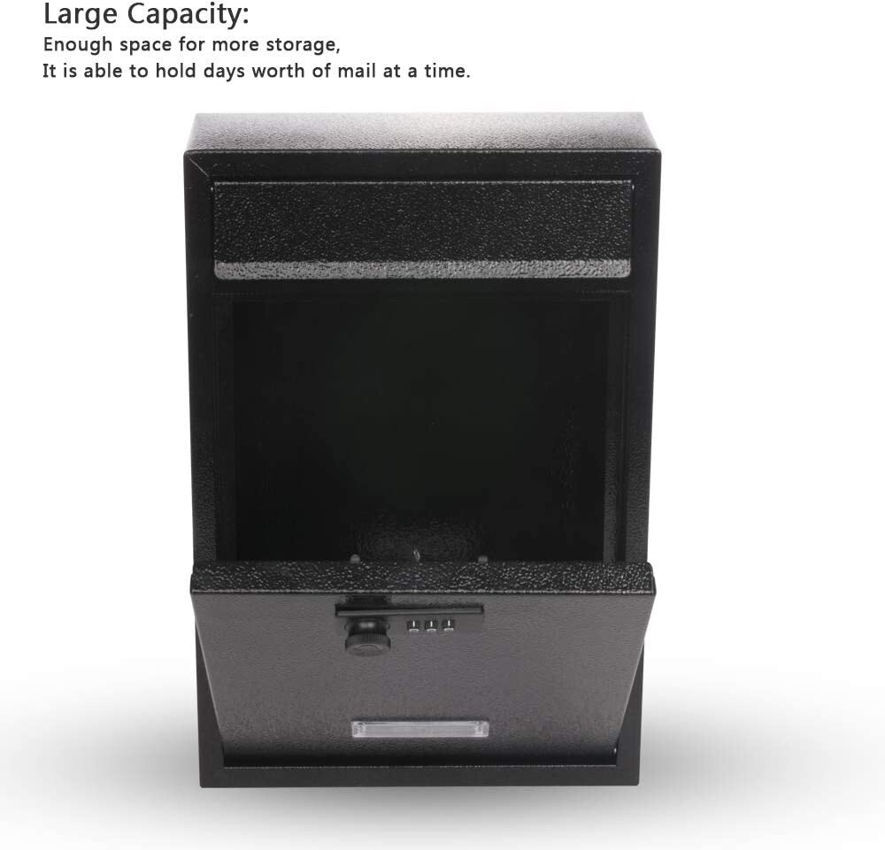 Mailbox Wall Mount With Lock Key Drop Box Parcel Cash Money Safe Mail Security