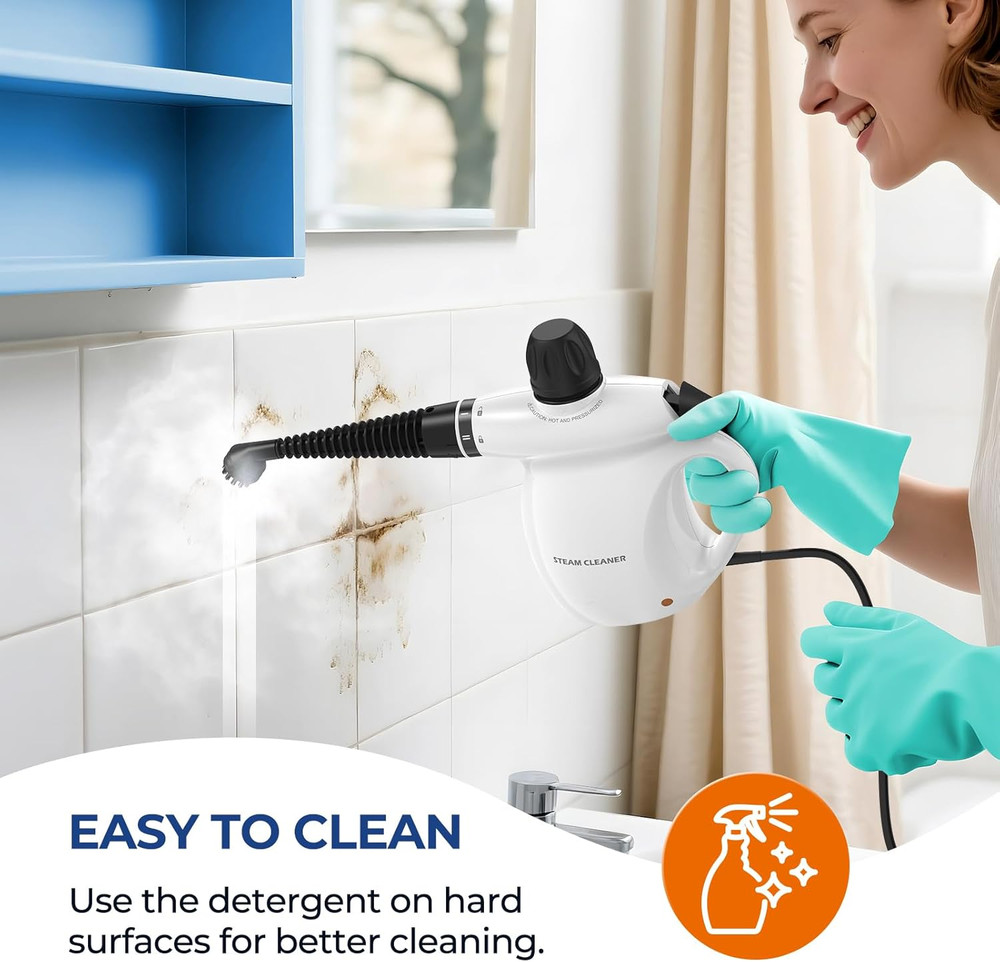 Steam Cleaner, Pressurized Handheld 13Pcs Multi-Purpose Natural Deep Cleaning St