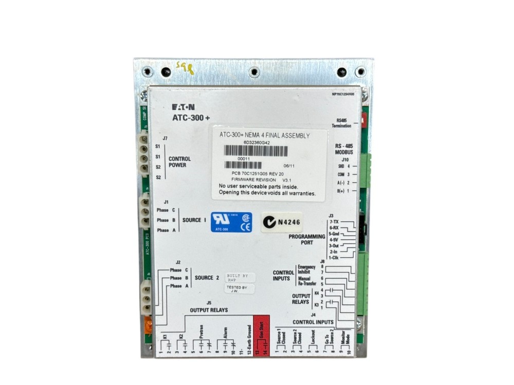 EATON 6D32360G42 ATC-300+ AUTOMATIC TRANSFER SWITCH CONTROLLER MODULE PANEL
