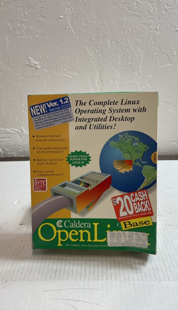 Caldera OpenLinux Base v1.2 Vintage Linux Operating System Retail Box