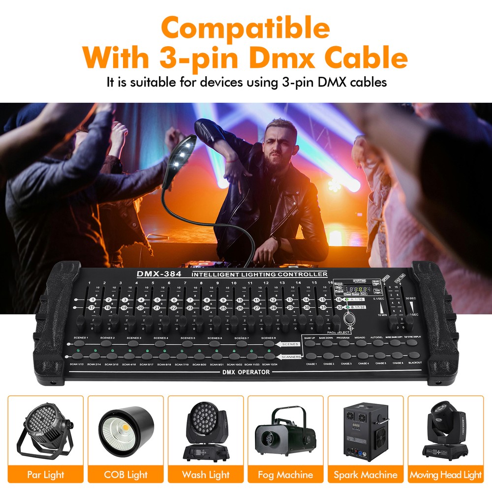 DMX 512 Controller Console 384 Channels Party DJ Laser Operator Stage Lighting