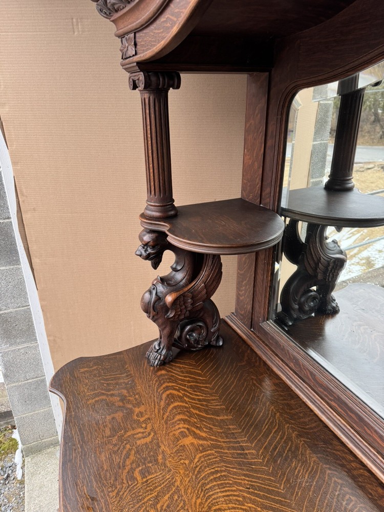 R. J. HORNER OAK WINGED GRIFFIN SIDEBOARD