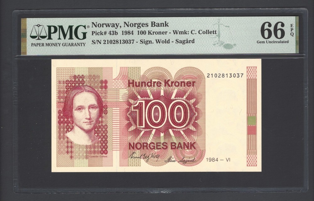 Norway 100 Kroner 1984 P43b Uncirculated Grade 66