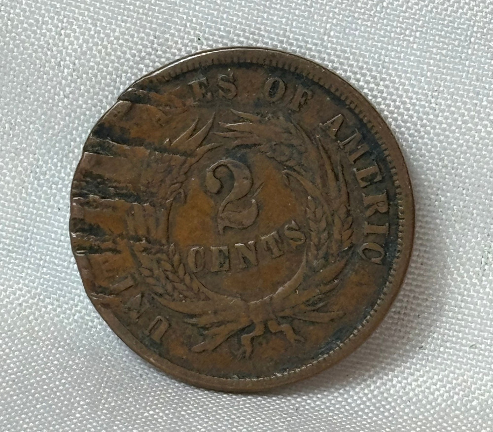 1865 Two Cent Piece Coin