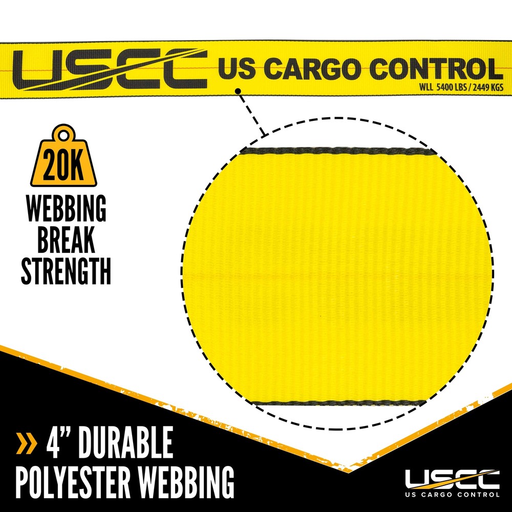 USCC 4" X 11" Yellow Fixed End w/Flat Hook and Bolt Loop