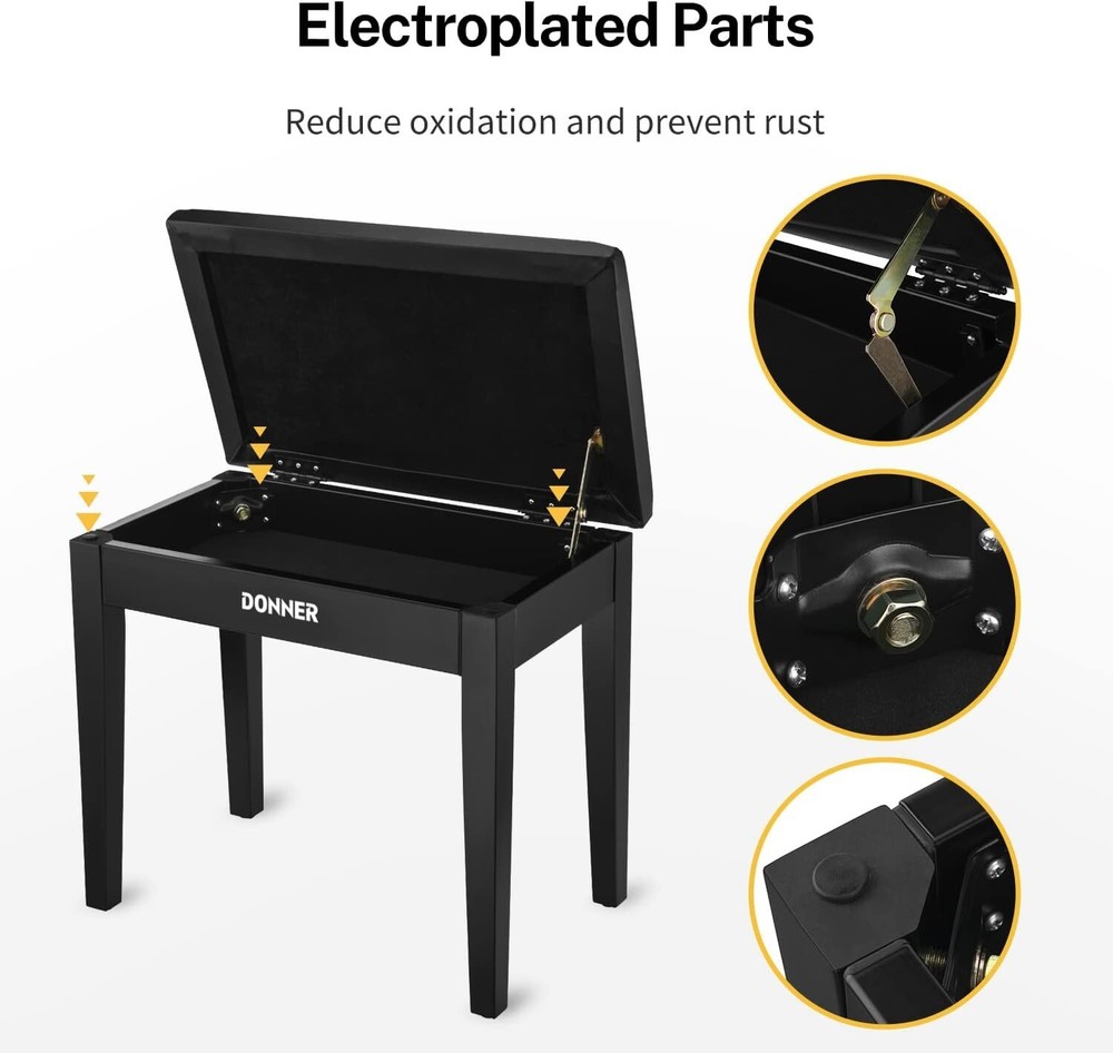 Piano Bench with Storage, Solid Wood Keyboard Bench Piano Bookcase Stool Chai...