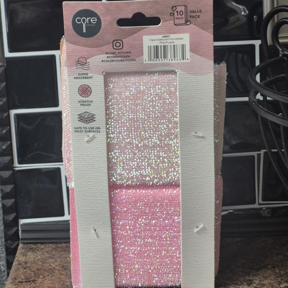 Core Kitchen Pink Scrub Sponges 10 Pack BPA Free Multi Use Pink Kitchen NWT