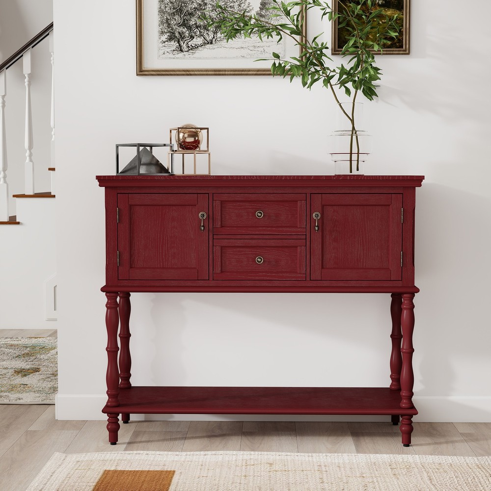 Console Table for Entryway with 2 Drawers, Retro Entryway Table with Open Shelf