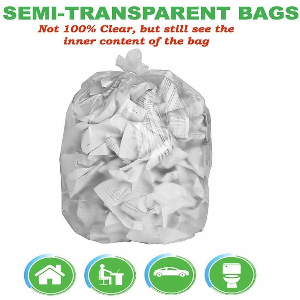 CCLINERS 2-3 Gallon Clear Small Garbage Trash Bags, 200 Count
