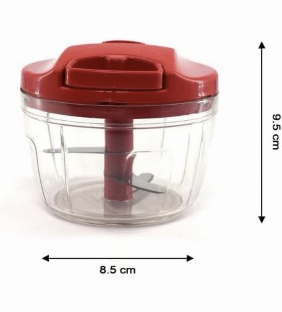 Prepology Manual Pull Function Food Chopper Red 3-Layered Blade