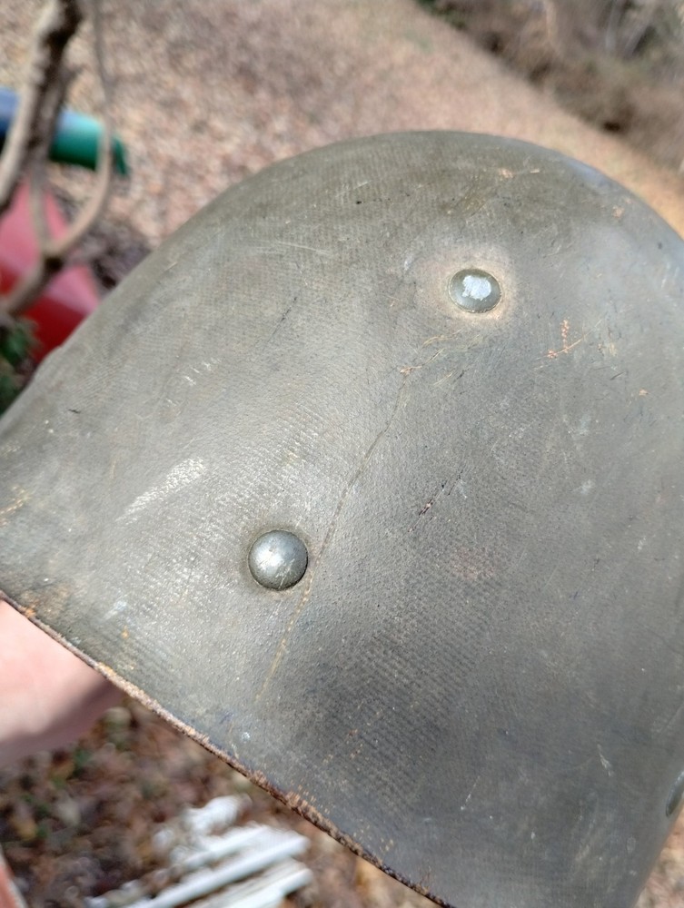 WW2 US Army M1 Helmet & Liner, front seam