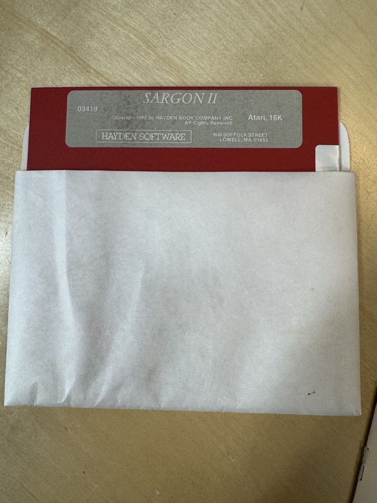 Hayden Software Sargon II Chess for Atari with Manual & Floppy Disk