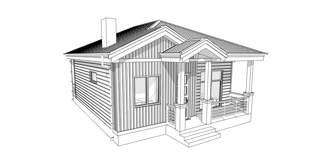 Charming Tiny House 1 Bed, 1 Bath, 583SF Architectural Build Plans PDF Download