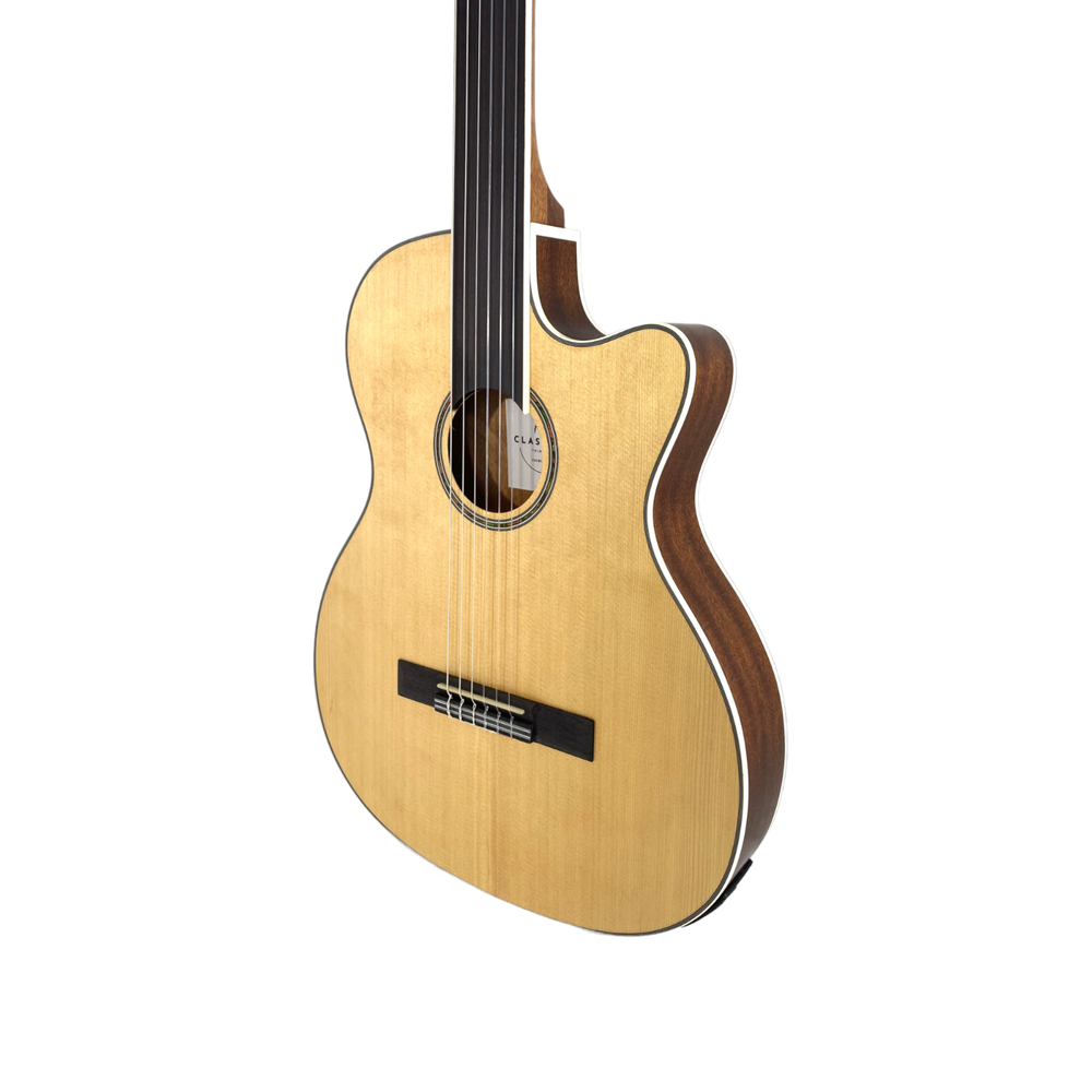 Haze C551BCEQSMFL Solid Top Fretless Arched Back Classical Guitar - Matte