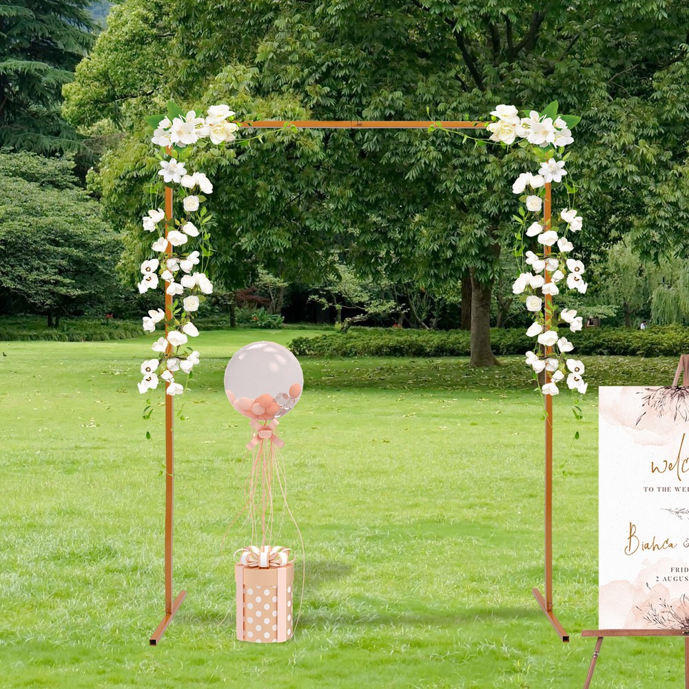 Wedding Arch Rack Rectangular Flower Decor Frame Stand Gold Metal Party Backdrop
