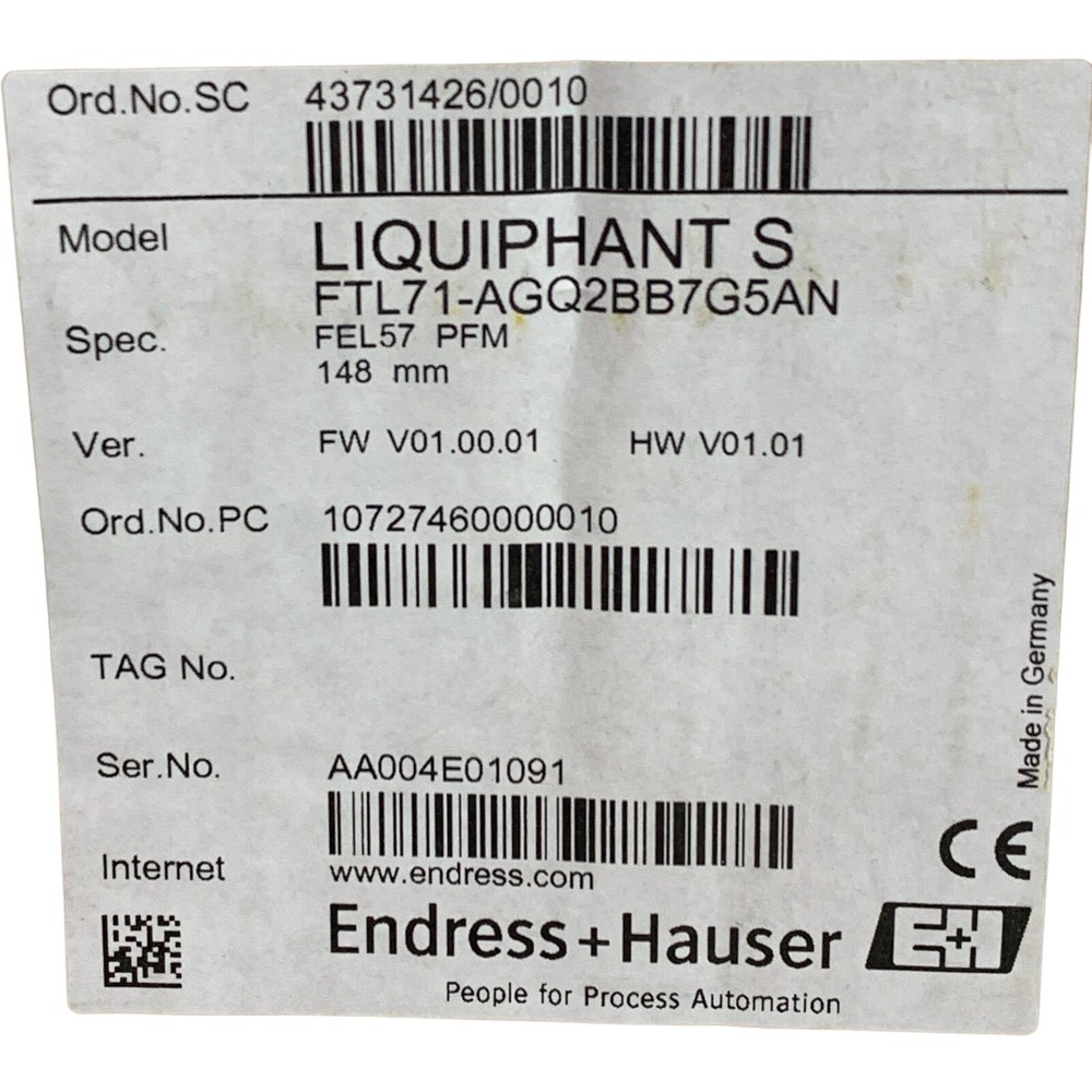 Endress + Hauser Liquiphant S Level Switch FTL71-AGQ2BB7G5AN